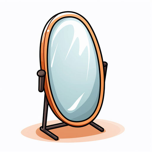 Minimalist style mirror clipart, on white background