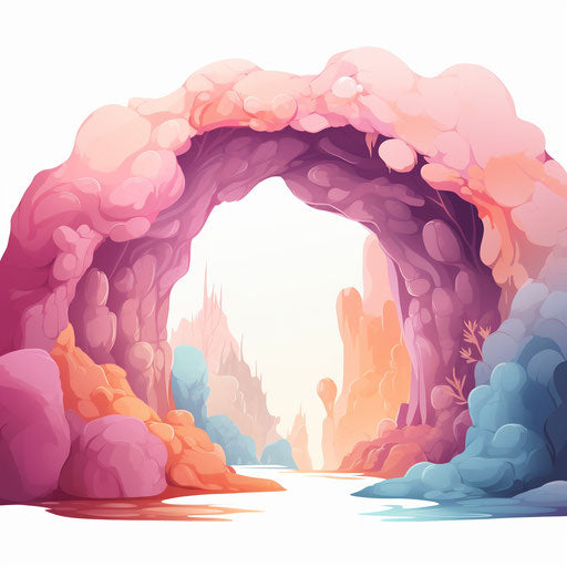 Cave drawing in Pastel Colors Art style, on white background