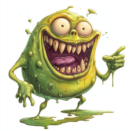 Humorous caricature of a slime caricature with human characteristics