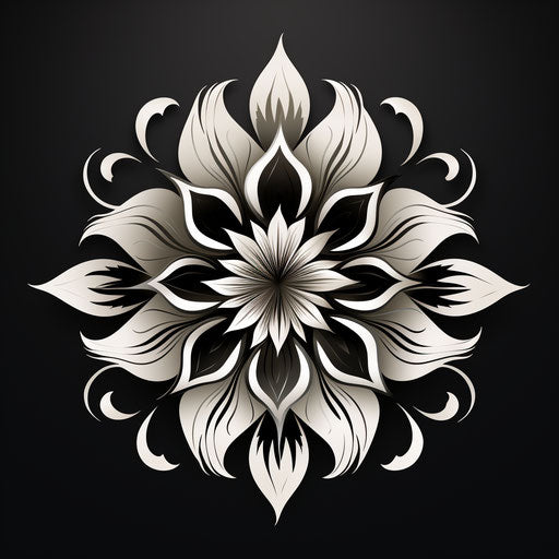 Black and white tribal flower tattoo design