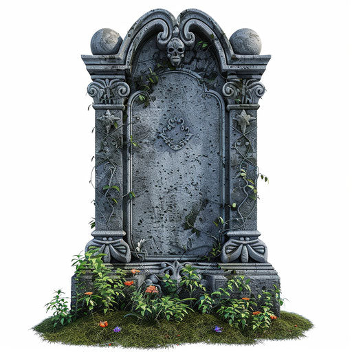 Realistic tombstone clipart on glossy white background
