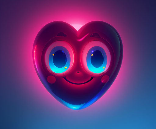 Sweet smile with big eyes in dark pink and dark blue