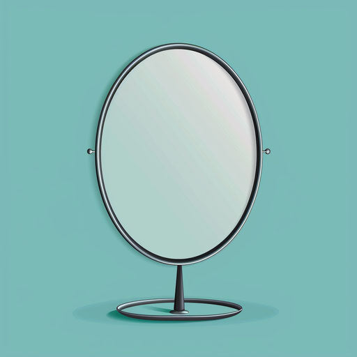 Realistic mirror clipart on flat turquoise background