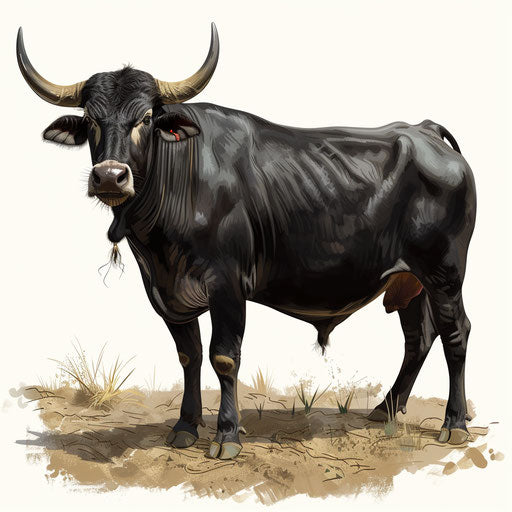 Carabao clipart in photorealistic style with flat white background, dynamic colors, and soft highlights