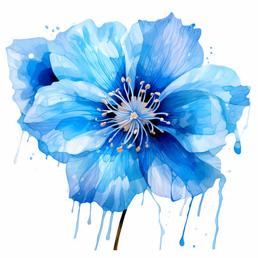 Blue flower in Oil painting style on white background