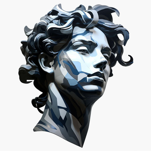 Illustration of head in the style of Chiaroscuro Art, on white background