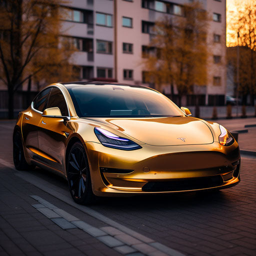 Golden electric car