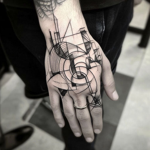 Cool hand tattoos of abstract geometric shapes