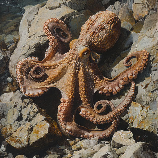 Octopus blending in rocky seabed