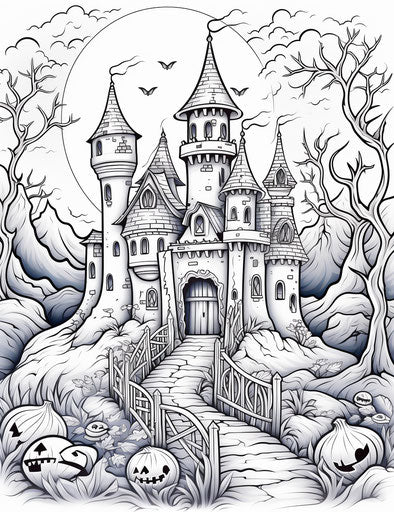 Halloween coloring page for kids and adults