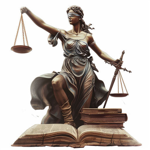 Justice clipart in a photo realistic style against white background