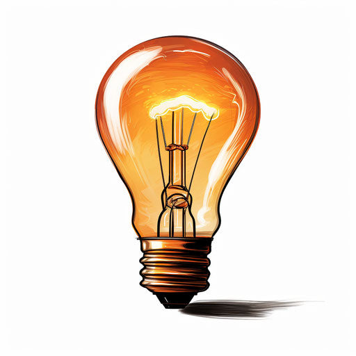 Illustration bulb in the style of Chiaroscuro Art, on white background