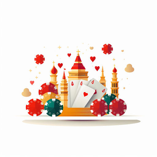 Minimalist style casino clipart on white backdrop