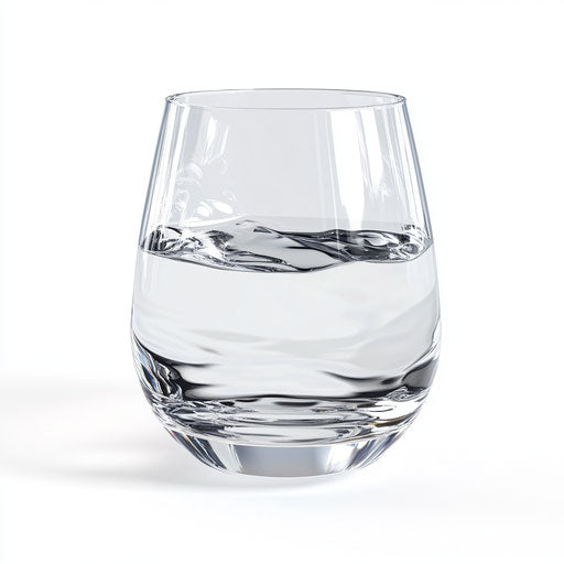 3D glass of water on flat white background