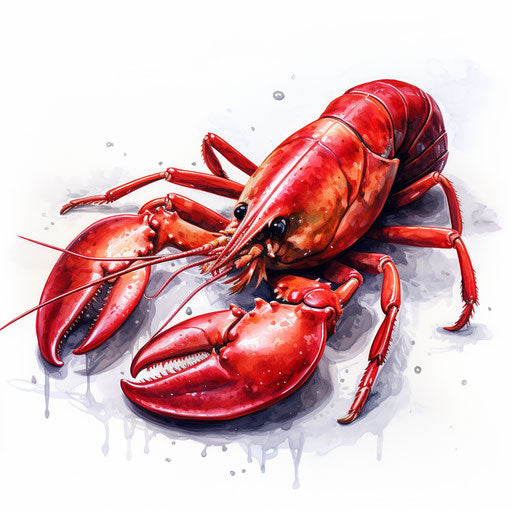 Crawfish clipart in the style of oil painting, on white background