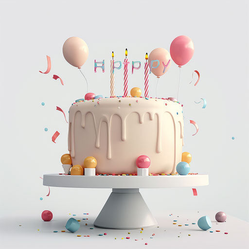 Happy birthday clipart in photo realistic style with white background