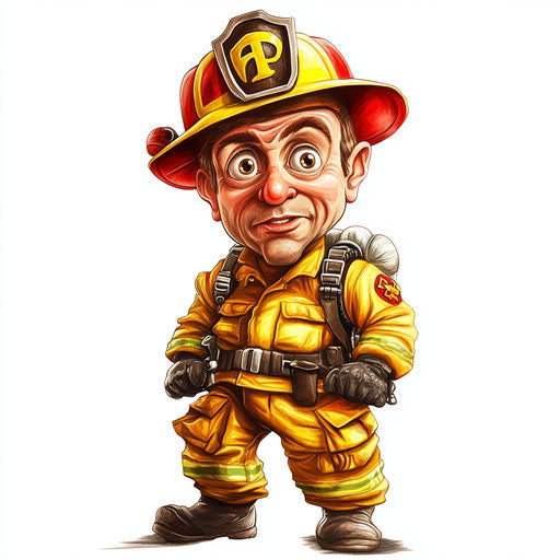 Comprehensive Fireman Caricature Clipart Package for Artists
