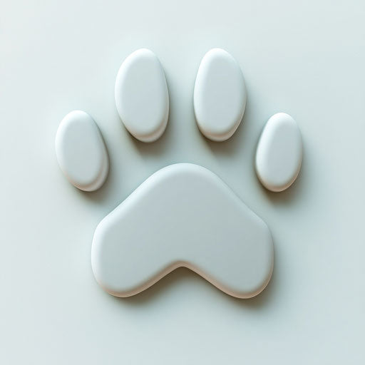 3D paw print on flat white background