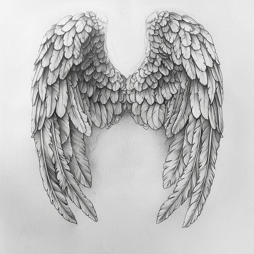 Angel wings tattoo, intricate design - protection & guidance