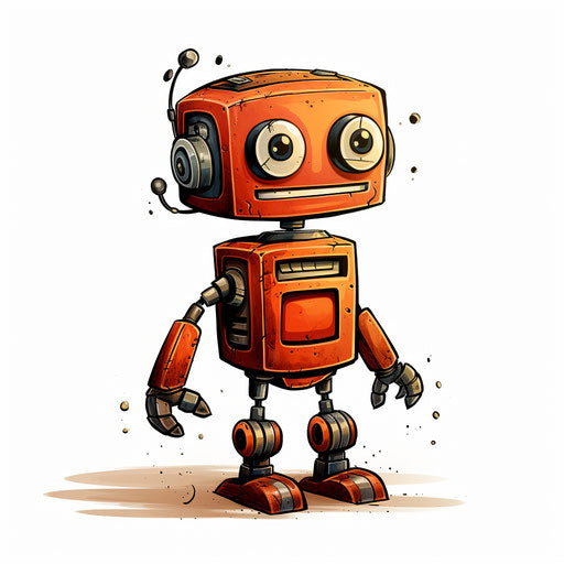 Robot drawing in the style of Chiaroscuro Art, on white background