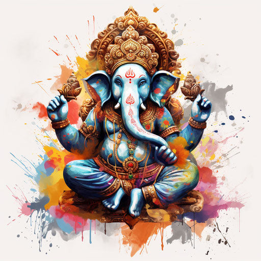Ganesh clipart in the style of Impressionistic Art, on white background