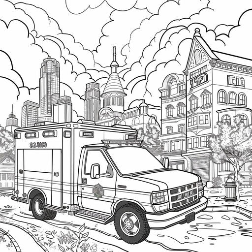 Emergency race between an ambulance and a fire truck