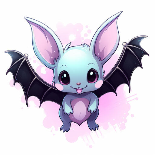 Bat clipart in the style of Pastel Colors Art, on white background