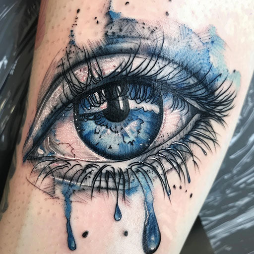 Cursed tear eye tattoo, sadness and foresight