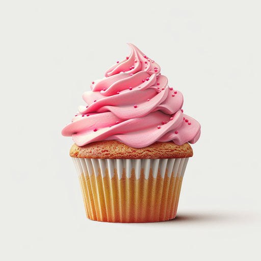 Realistic cupcake clipart with flat white background