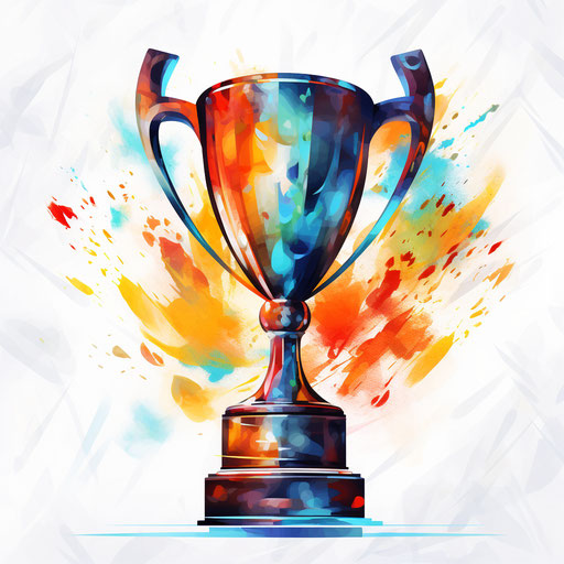 Trophy clipart in the style of Impressionist Art, on white background