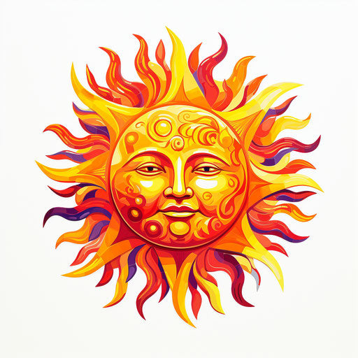 Sun clipart in the style of oil painting, on a white background