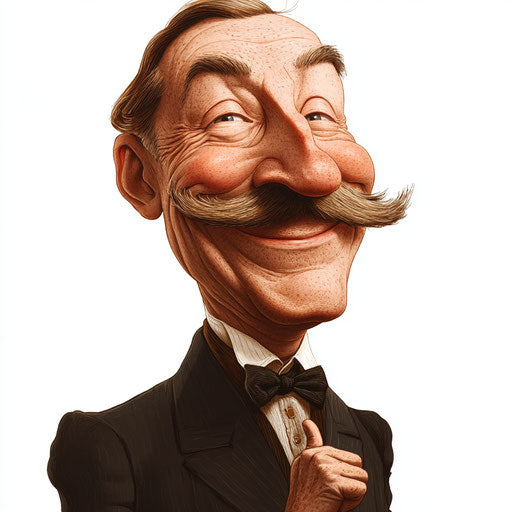 Humorous caricature of an Arthur Conan Doyle clipart with exaggerated human characteristics