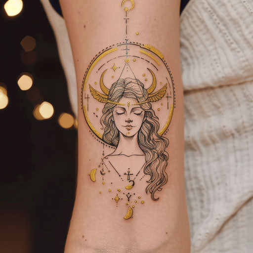 Stylish flat tattoo sketch of the Libra zodiac sign