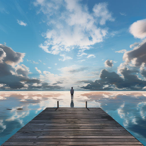 At the end of the pier, facing the calm sea, a sense of freedom