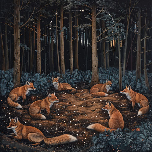 Starry Foxes in the Forest