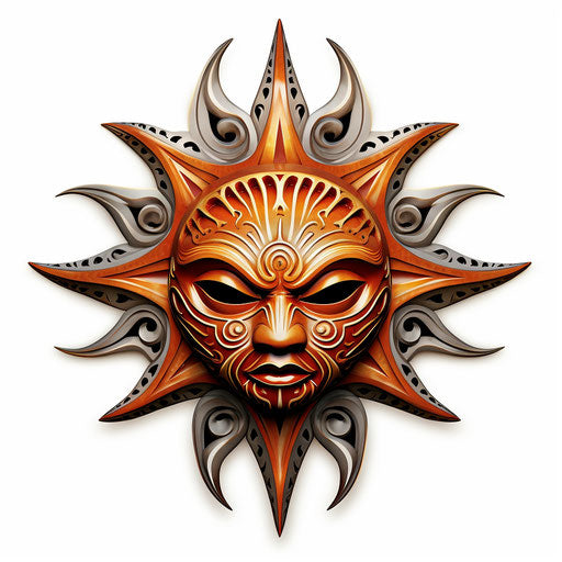 Sun star tattoo tribal star for children, maori art style