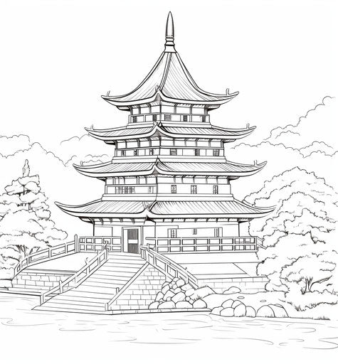 Pagoda in outline on white background vector image