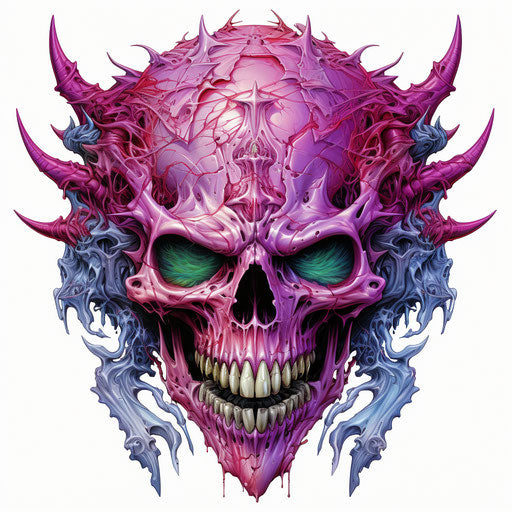 Demon skull drawing person, colorful graffiti style