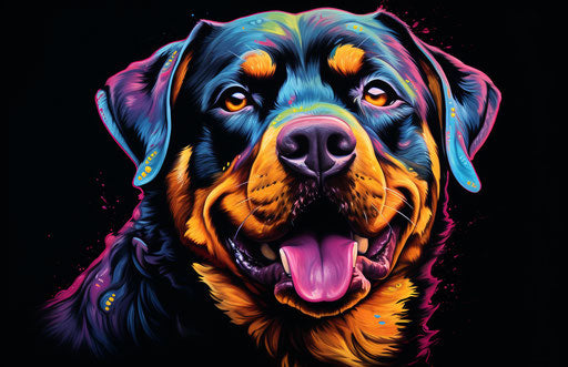 Portrait of a rottweiler dog on black background