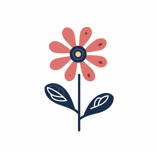 Simple flower clipart in Minimalist style, on white background