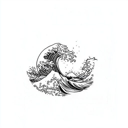 Flat clipart style small tattoo sketch with subtle wave design