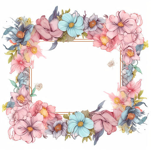 Border design in the style of Pastel Colors Art on white background