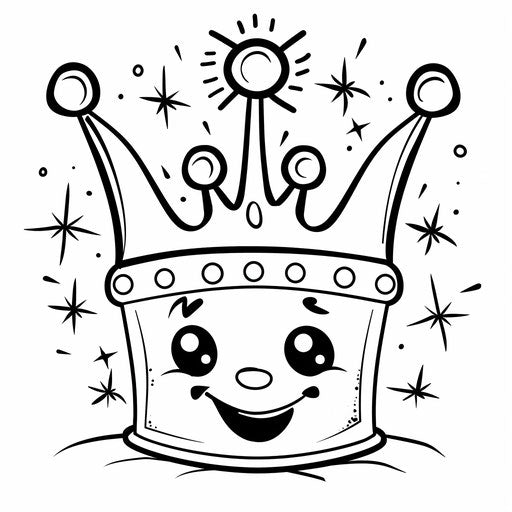 Joyful crown with smiling face and sparkles around