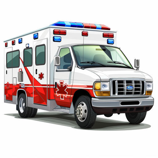 Photo realistic style ambulance clipart on white background