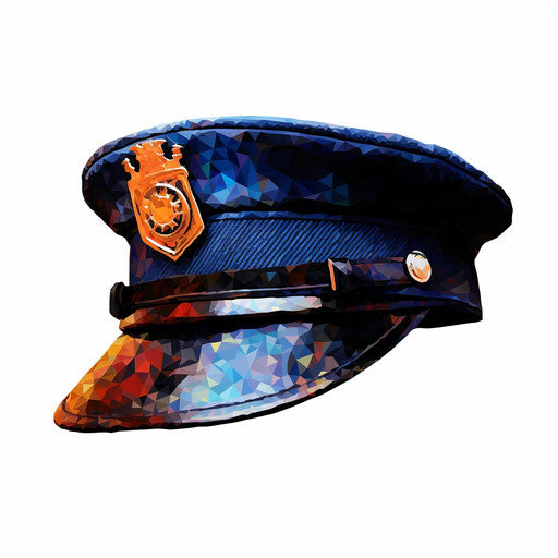 Police hat in Impressionistic Art style on white background