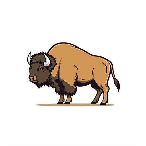 Minimalist buffalo illustration on white background