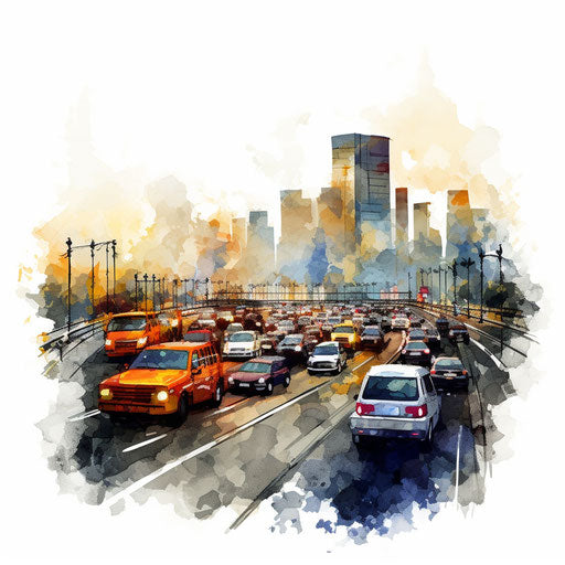 Traffic clipart in the style of Oil painting, on a white background