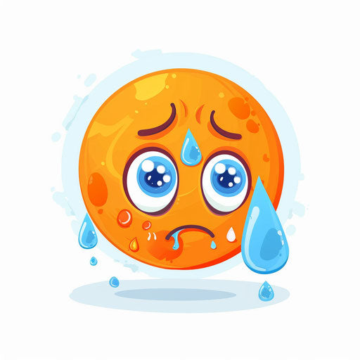 Orange emoji crying with blue tears