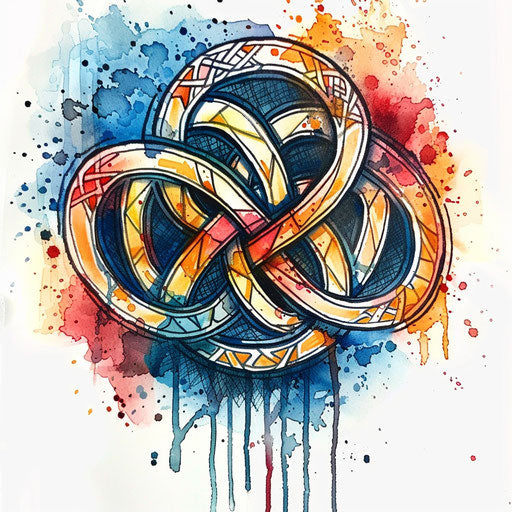 Abstract Celtic knot tattoo in watercolor style