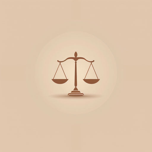 Elegant lawyer logo with minimalist balance scale on light beige background
